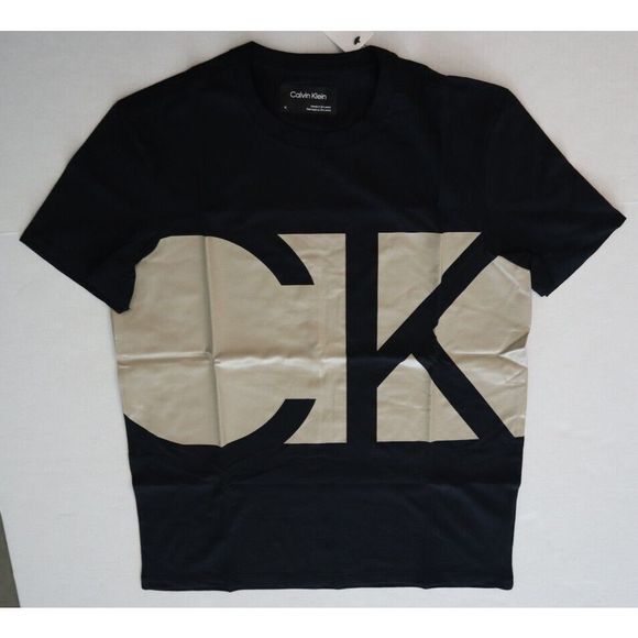 Calvin Klein 40CM814001 Men Sz M Black Beauty CK Knockout Logo Crewneck T-Shirt - Picture 4 of 7